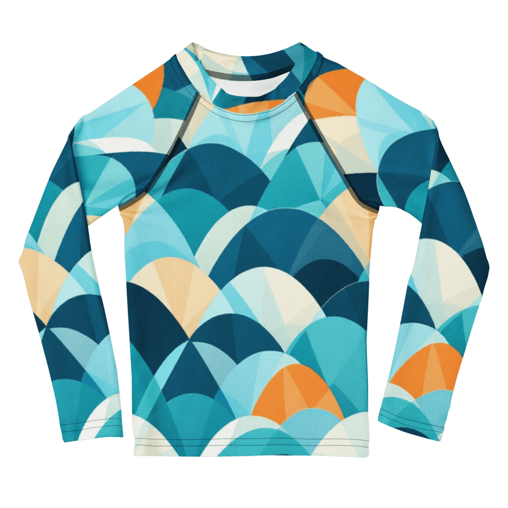 Geometric Wave Pattern Kids Rash Guard