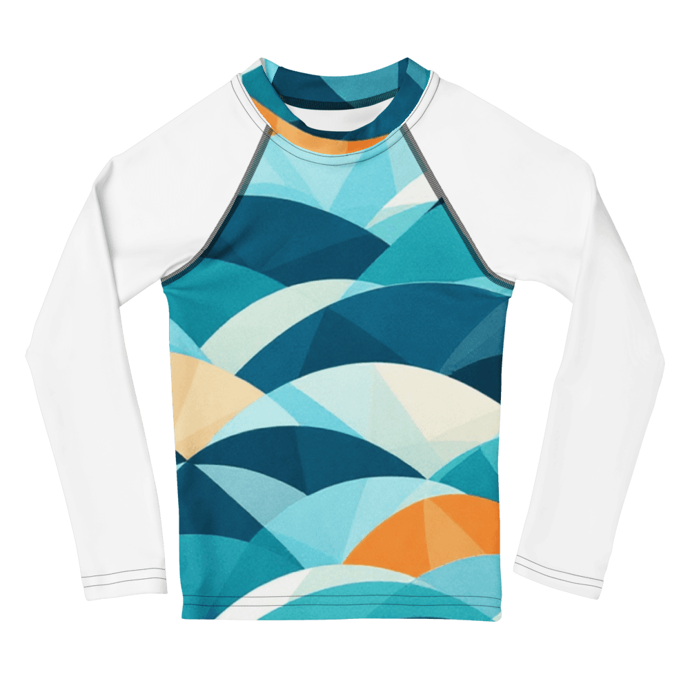 Geometric Wave Pattern Kids Rash Guard