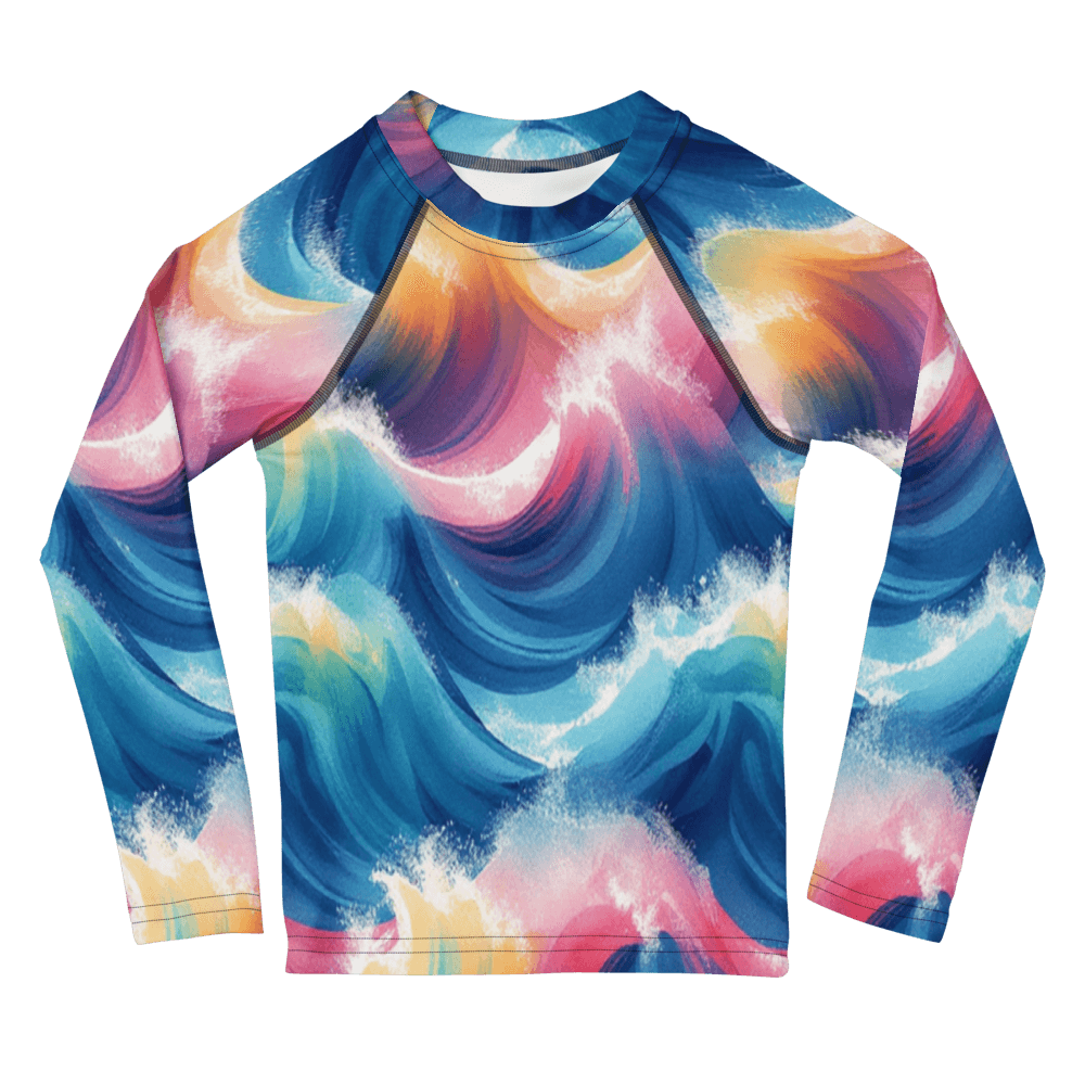 Tie Dye Wave Pattern Kids Rash Guard