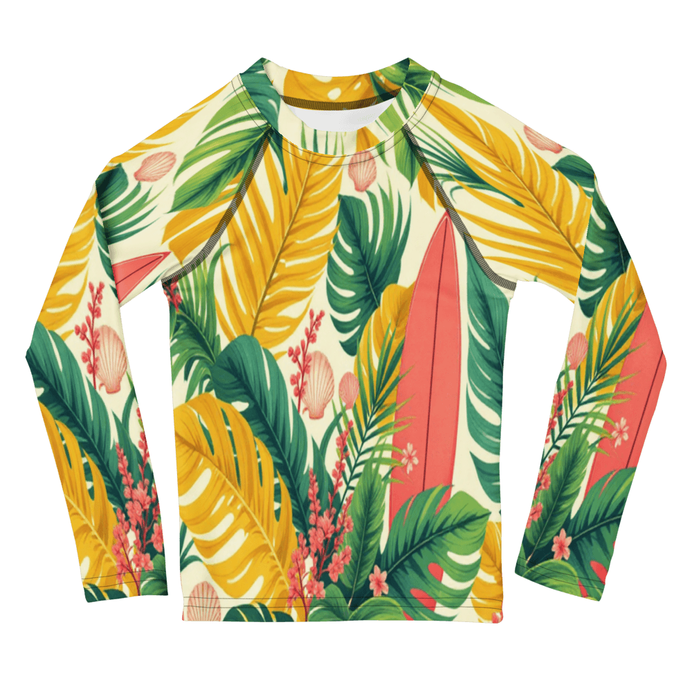 Tropical Palm Pattern Kids Rash Guard