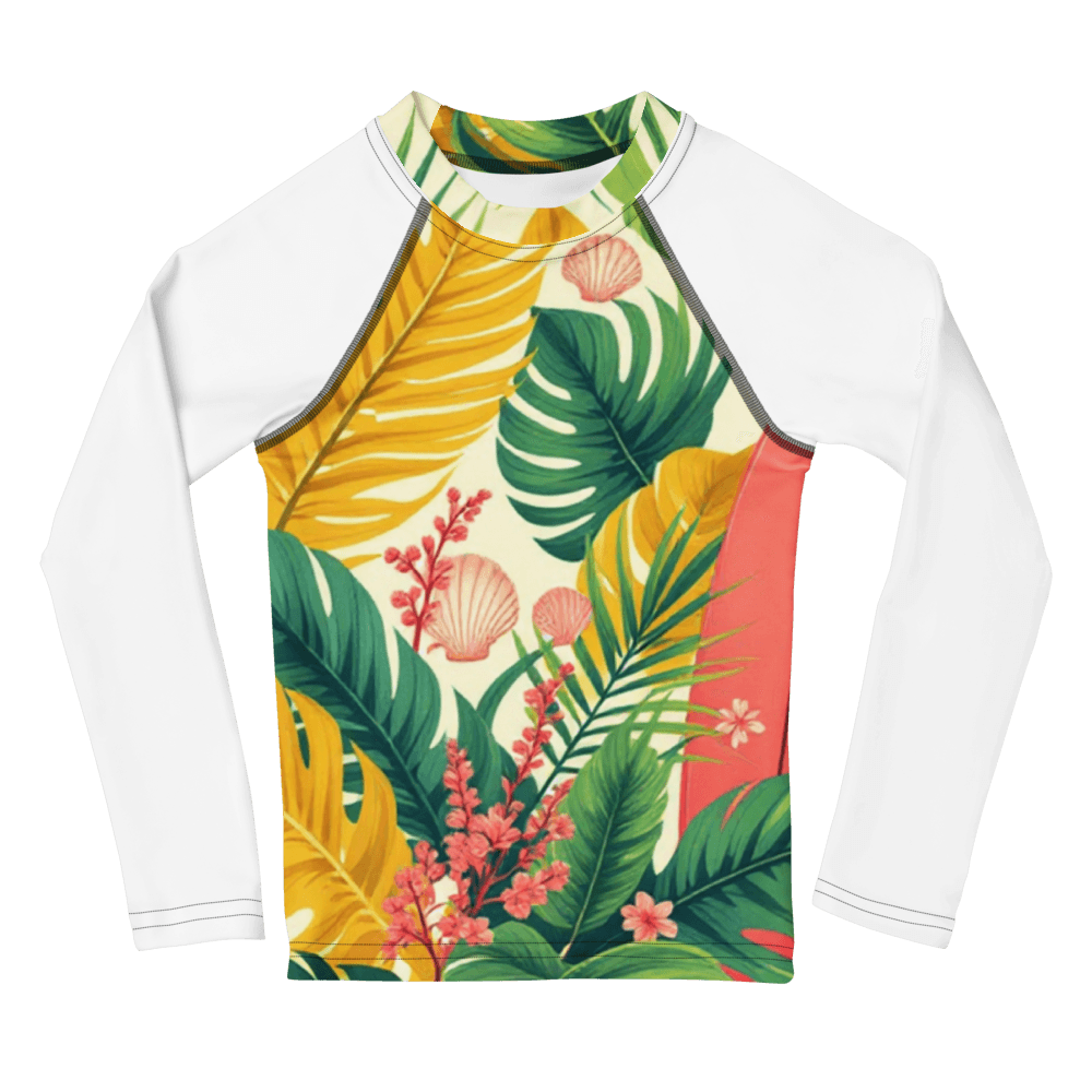 Tropical Palm Pattern Kids Rash Guard