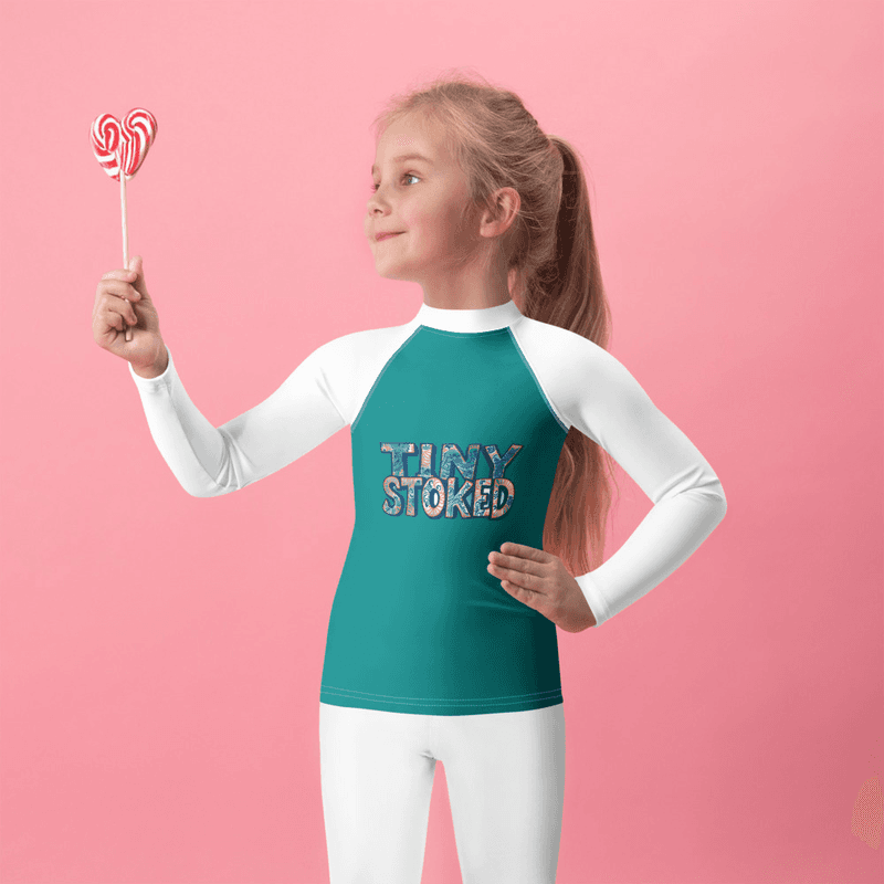 Rip Current Teal Kids Rash Guard